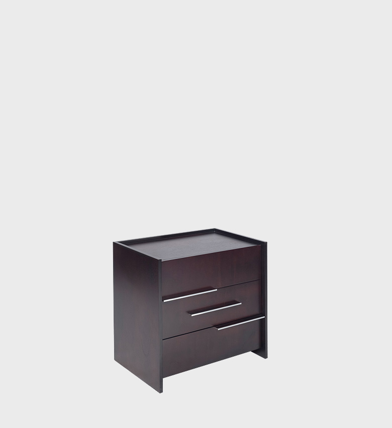 The Manhattan Pedestal showcases sleek modern craftsmanship with its clean lines and rich dark‑walnut finish. Featuring three spacious drawers with minimalist horizontal handles, it blends functionality and refined design